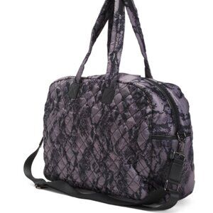 NWT Sol & Selene Getaway Quilted Printed Weekender Purple Snakeskin